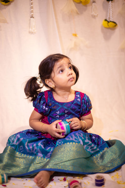 Bhumika Blue with Magenta Mini