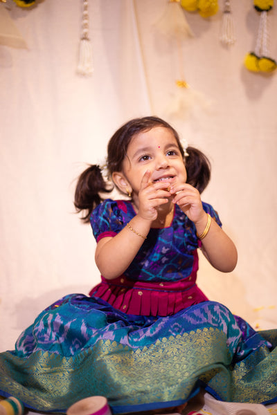 Bhumika Blue with Magenta Mini