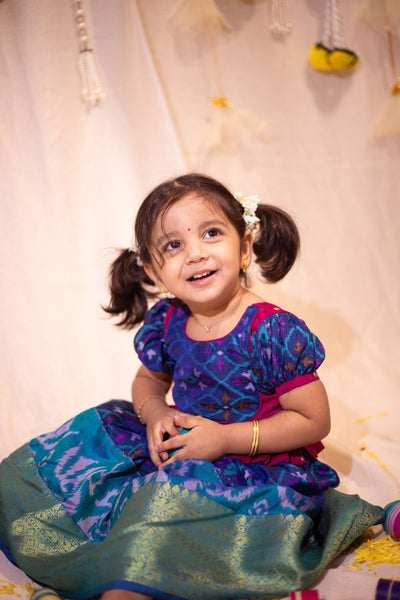 Bhumika Blue with Magenta Mini
