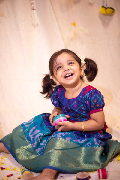 Bhumika Blue with Magenta Mini