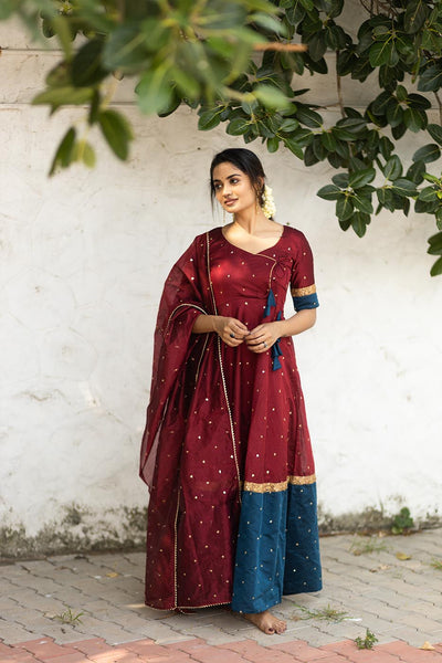 Kayalvizhi Maroon and Blue