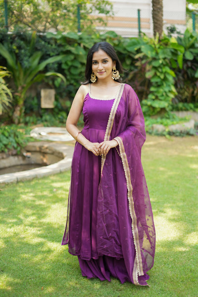 Vihana Purple Flared Kurta Set