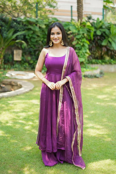 Vihana Purple Flared Kurta Set
