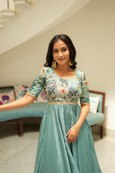 Chandrika Celeste Blue Layered Anarkali
