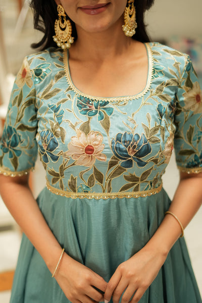 Chandrika Celeste Blue Layered Anarkali