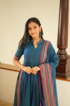 Yashika Teal Handloom Cotton Kurta Set