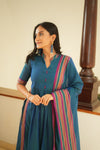 Yashika Teal Handloom Cotton Kurta Set