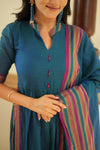 Yashika Teal Handloom Cotton Kurta Set