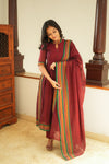 Yashika Maroon Handloom Cotton Kurta Set