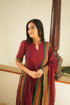 Yashika Maroon Handloom Cotton Kurta Set