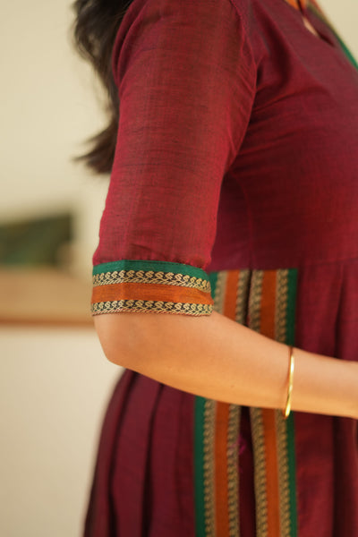 Yashika Maroon Handloom Cotton Kurta Set