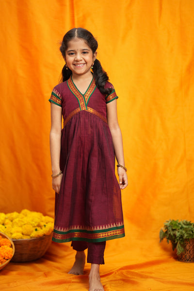Avanti Maroon Kids Anarkali Mini
