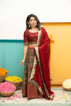 Ishwarya Maroon Crop top & Skirt