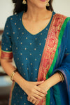 Svarna Teal Blue Kurti Set