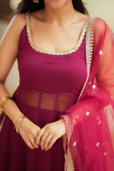 Vihana Magenta Flared Kurta Set