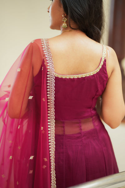Vihana Magenta Flared Kurta Set