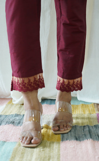 Maroon Solid Bottom with Lace detailing