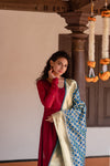 Shreya Maroon with Blue Co-Ord Set (Set of 3)