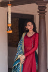 Shreya Maroon with Blue Co-Ord Set (Set of 3)