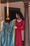 Shreya Maroon with Blue Co-Ord Set (Set of 3)
