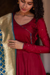 Shreya Maroon with Blue Co-Ord Set (Set of 3)