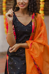 Poonam Black Kurti & Multicolor dupatta (Set of 2)