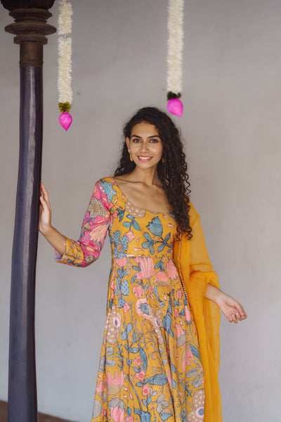 Iniya Mustard Floral Co-Ord Set (Set of 3)