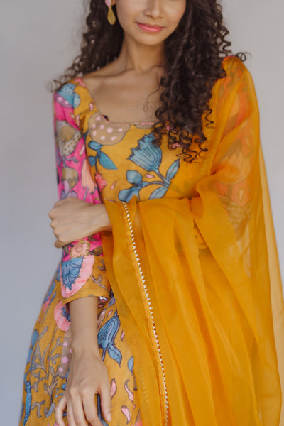 Iniya Mustard Floral Co-Ord Set (Set of 3)