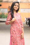 Sharnitha Peach floral kurthi