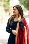 Isha Navy Blue with Maroon